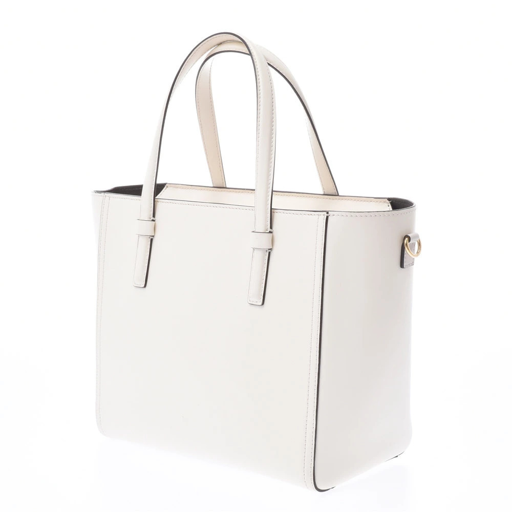 Salvatore Ferragamo Ivory handbag bag White leather colored perforated White